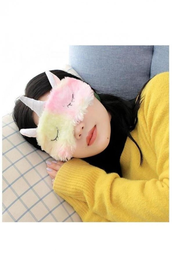 Peluş Unicorn Rainbow Gökkuşağı Renkli Göz Uyku Bandı Bandana - 3