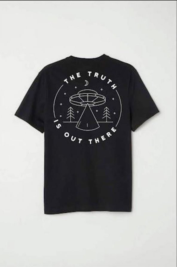 Finezza Ufo Baskılı Pamuk Siyah T-Shirt M Beden - 975 - 5