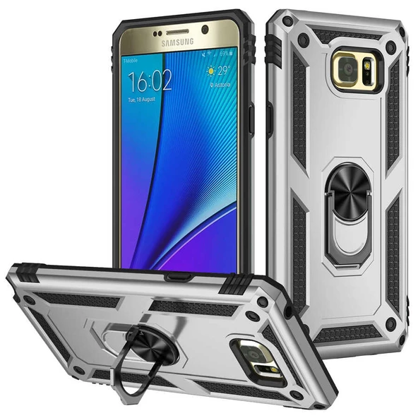 Gpack Samsung Galaxy Note 5 Kılıf Vega Tank Standlı Yüzüklü Mıknatıslı - 8