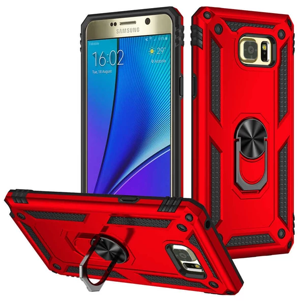 Gpack Samsung Galaxy Note 5 Kılıf Vega Tank Standlı Yüzüklü Mıknatıslı - 5