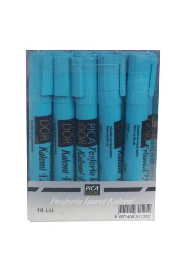 Picador Doldurulabilir Kalem Tipi Fosforlu Kalem Pastel Mavi (10 Lu Paket)