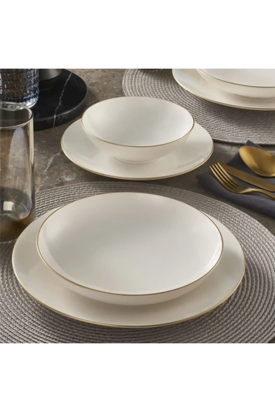 Güral Porselen Atina 24 Parça 6 Kişilik Bone Yemek Takımı - Gold - 2