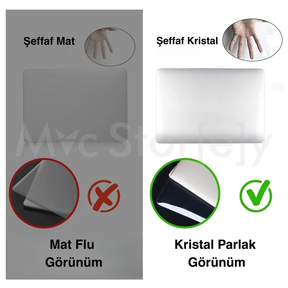 MacBook Pro 14.2 Kılıf Kristal Parlak İnce Hafif Sert Kapak Darbe Çizik Koruma Pro 14 inç M5-M4-M3-M2-M1 - Resim 10