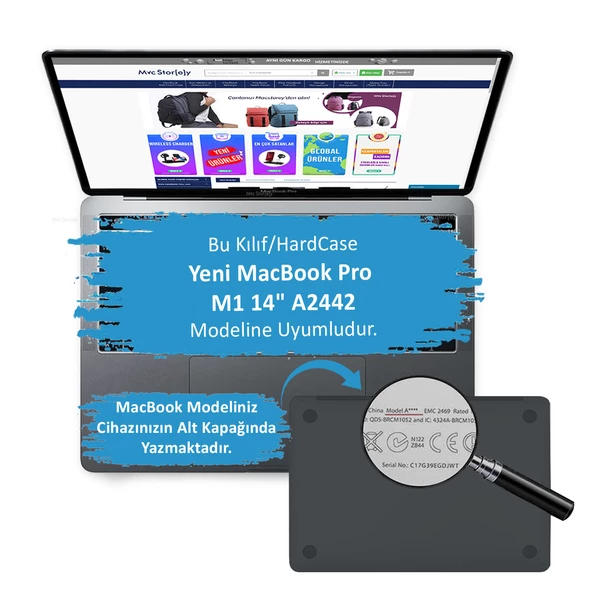 Macbook Pro Kılıf 14.2 inç M1-M2-M3-M4 Kristal (14" Pro) A2442 A2779 A2992 A2918 A3112 A3401 A3185 ile Uyumlu - 2