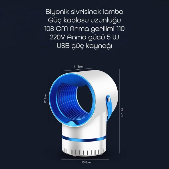 Taşınabilir Led Haşere Kovucu Lamba USB Sivrisinek Katili TE88261 - 6