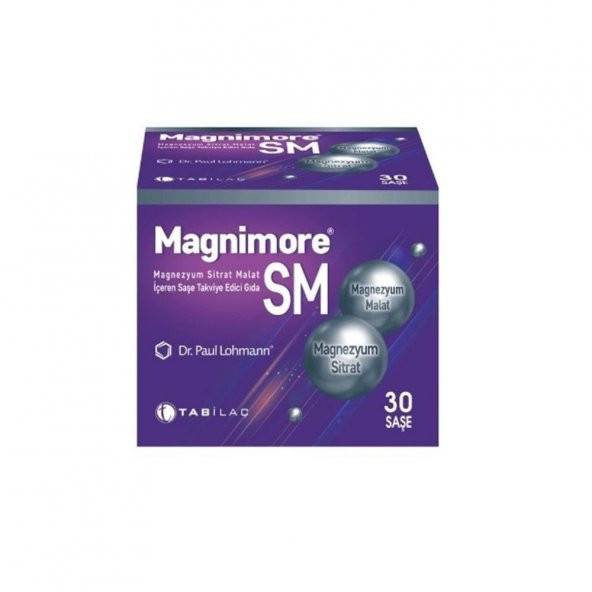 Magnimore SM Magnezyum Sitrat Malat İçeren Saşe Takviye Edici Gıda 30 Saşe ürün görseli 1