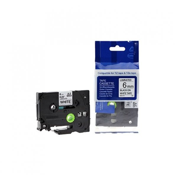 Brother P-Touch Muadili Beyaz Etiket 6 Mm Tze-Tape Aze211