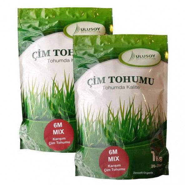 2 Adet 6 Karışım Çim Tohumu Ulusoy 6 Mix İthal Çim Tohumu 2 x 1 Kg Ambalajında