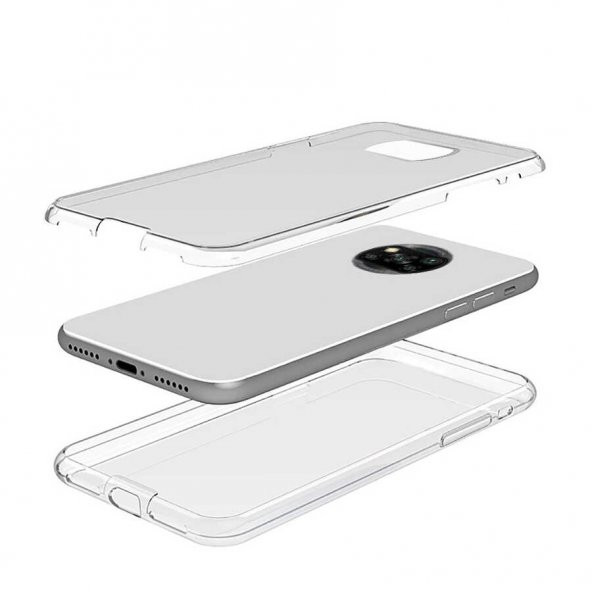 Xiaomi Poco X3 Kılıf 360 Tam Koruma Şeffaf Silikon - 3