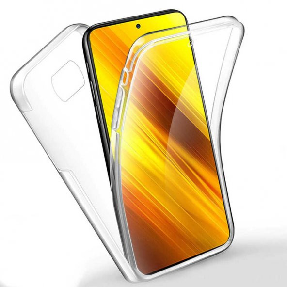 Xiaomi Poco X3 Kılıf 360 Tam Koruma Şeffaf Silikon - 7
