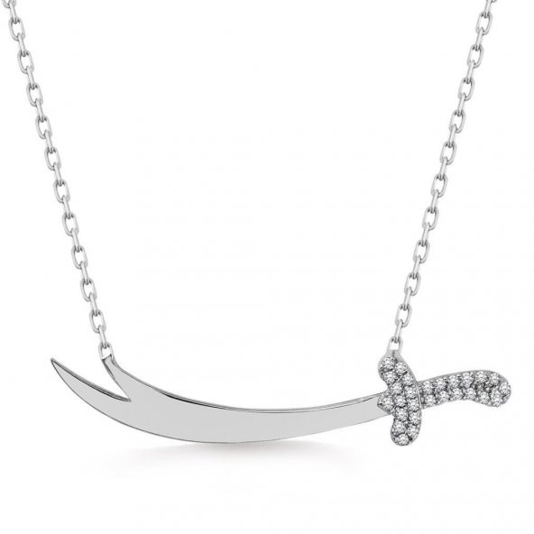 Zülfikar Kılıç Tasarımlı Beyaz Zirkon Taşlı 925 Ayar Gümüş Kadın Kolye - Resim 3