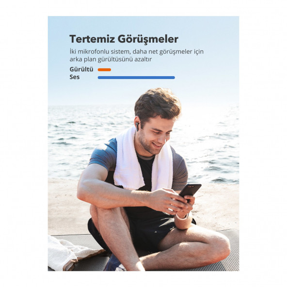 TaoTronics SoundLiberty 53 PRO USB-C Şarj Kılıflı Dört Mikrofonlu IPX8 Ter/Su Dayanıklı Tek/Çift Kullanım Bluetooth Kulaklık 30 Saat Müzik - Siyah - 4
