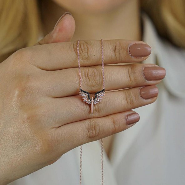 Melek Tasarımlı 925 Ayar Gümüş Kadın Kolye Rose ürün görseli