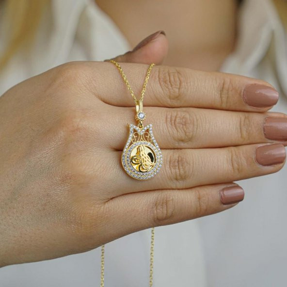 Lale Tasarımlı Altın Kaplama 925 Ayar Gümüş Kadın Kolye 60 CM ürün görseli