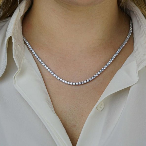 Yuvarlak 925 Ayar Gümüş Su Yolu Kolye Bileklik Set 3 MM - 2