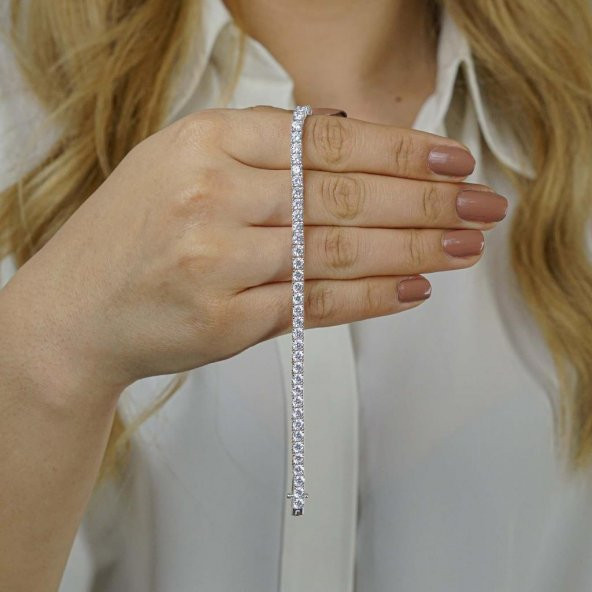 Yuvarlak 925 Ayar Gümüş Su Yolu Kolye Bileklik Set 3 MM - 5