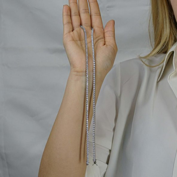 Yuvarlak 925 Ayar Gümüş Su Yolu Kolye Bileklik Set 3 MM - 6