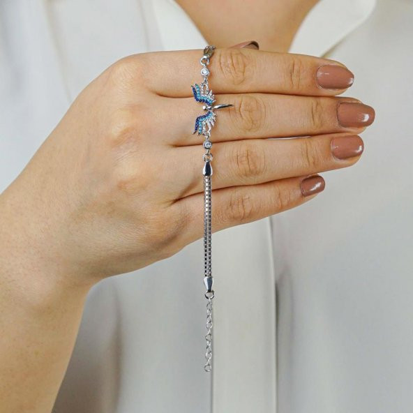 Melek Tasarımlı 925 Ayar Gümüş Kadın Bileklik - Resim 2