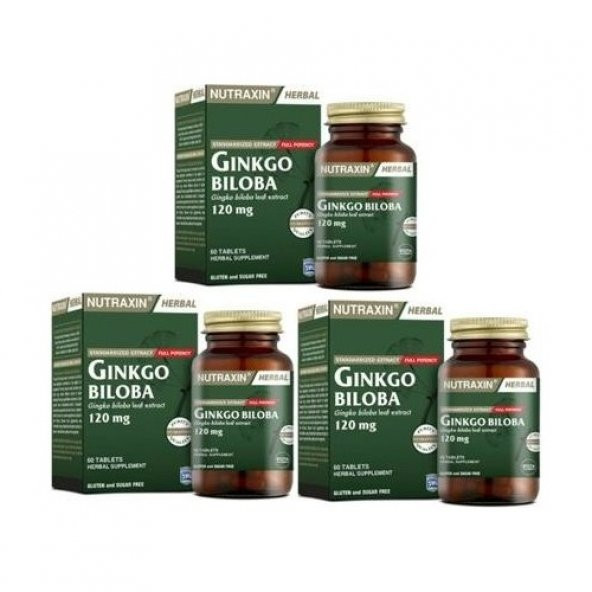 Nutraxin Ginkgo Biloba 120 Mg 60 Tablet x 3 Adet