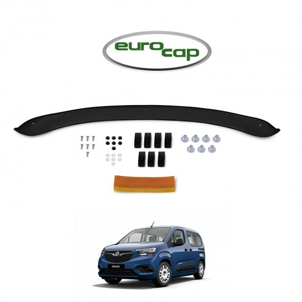 EUROCAP Opel Combo E Ön Kaput Maskesi Koruma Rüzgarlığı Deflektör 3mm Akrilik Parlak Siyah 2018-
