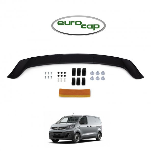 EUROCAP Opel Vivaro Ön Kaput Maskesi Koruma Rüzgarlığı Deflektör 3mm Akrilik Parlak Siyah 2019-