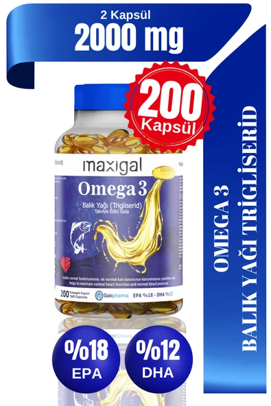 Maxigal Omega-3 Balık Yağı 200 Kapsül ürün görseli 1