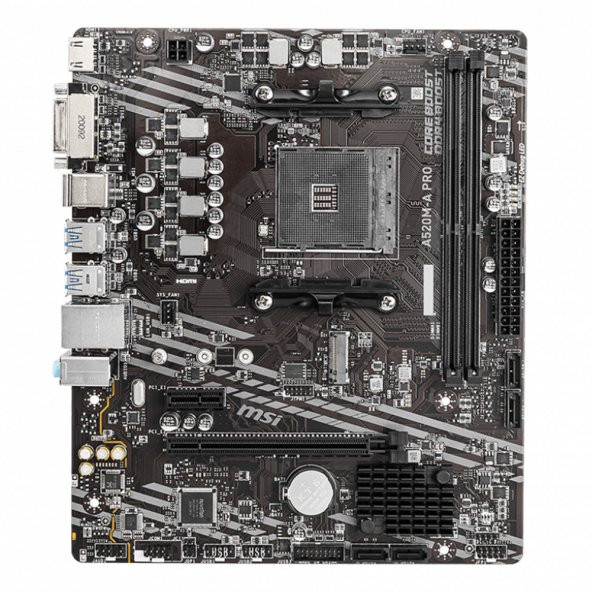 MSI A520M-A PRO DDR4 M2 PCIe NVME HDMI DVI PCIe 16X v3.0 AM4 mATX - 9
