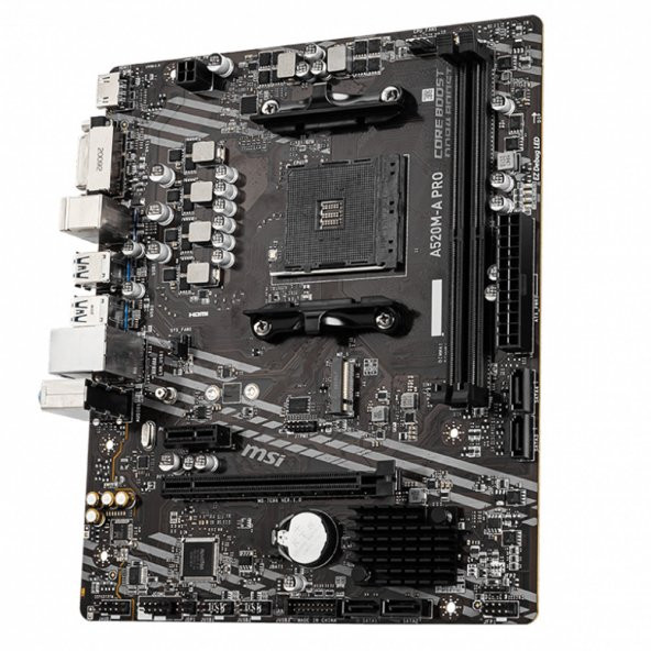 MSI A520M-A PRO DDR4 M2 PCIe NVME HDMI DVI PCIe 16X v3.0 AM4 mATX - 10
