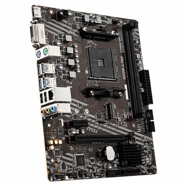 MSI A520M-A PRO DDR4 M2 PCIe NVME HDMI DVI PCIe 16X v3.0 AM4 mATX - 11