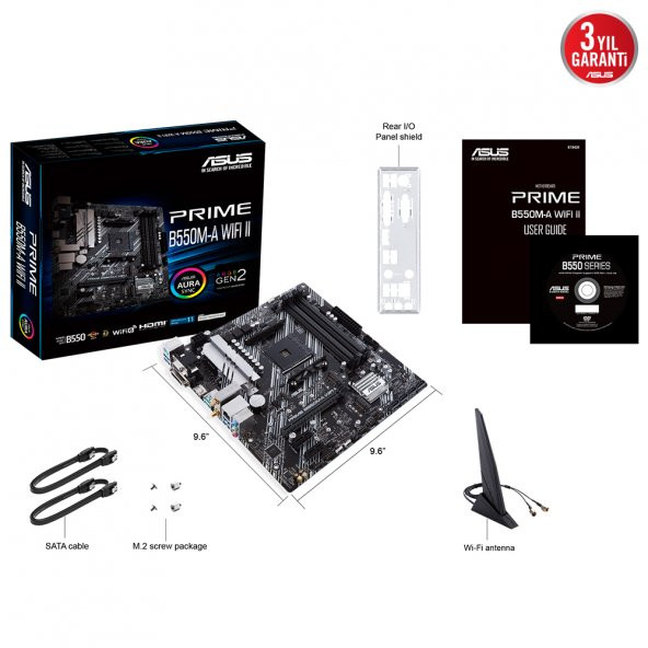 ASUS PRIME B550M-A WIFI II DDR4 HDMI DVI PCIE 16X v4.0 AM4 mATX - 8