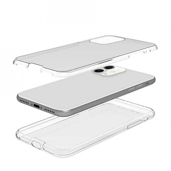 iPhone 12 Kılıf 360 Tam Koruma Şeffaf Silikon - 5