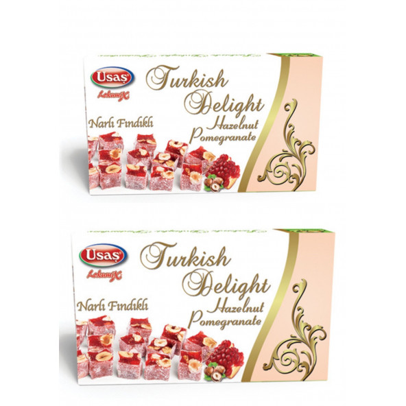 pomegranate flavored Turkish delight with hazelnut 350gr x 2 boxes