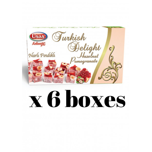 pomegranate flavored Turkish delight with hazelnut 350 gr x 6 boxes