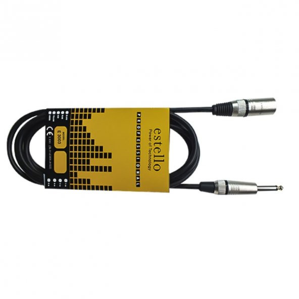 Estello E3003-3M-BLACK 6,35 mm 3 Metre XLR Erkek PVC Kablo