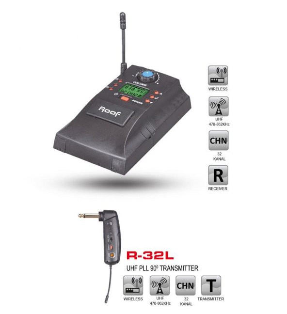 Roof R-32L UHF L Tipi Kablosuz Enstrüman Mikrofonu