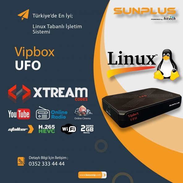 Sunplus-Hitech VİPBOX UFO Hd Mini Hd Uydu Alıcısı