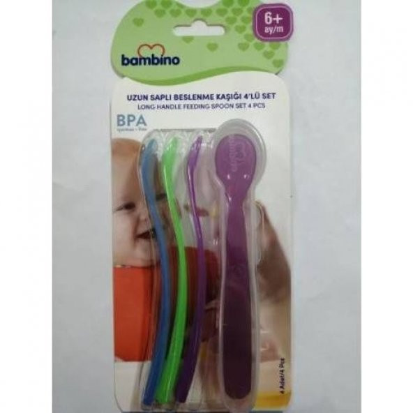 Bambino Uzun Saplı Beslenme Kaşığı 4lü Set