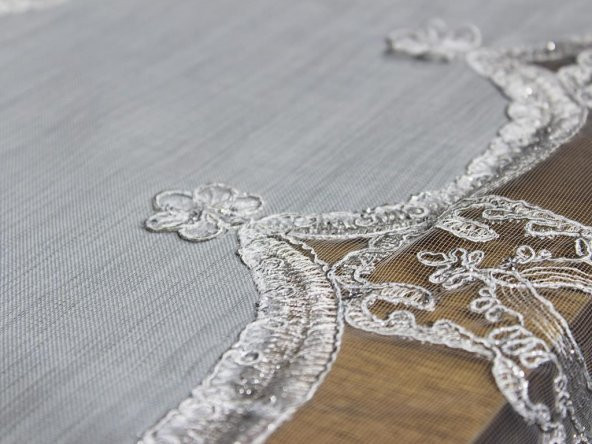 Çeyiz Diyarı Saray Tek Masa Örtüsü 160x230 Cm Gri - 6