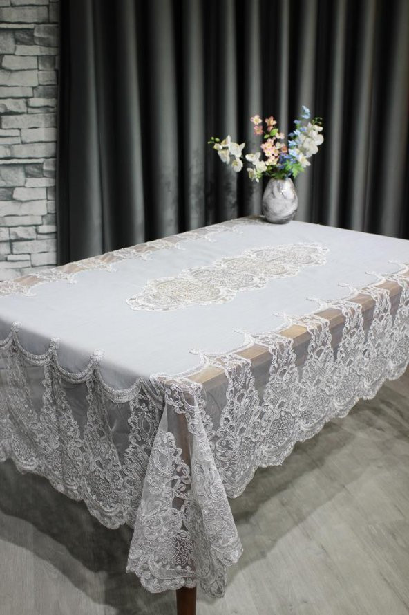 Çeyiz Diyarı Saray Tek Masa Örtüsü 160x230 Cm Gri - 7