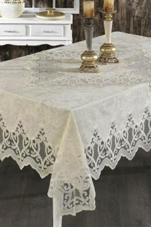 Çeyiz Diyarı Bellisimo Tek Masa Örtüsü 160x220 Cm Bej - 3