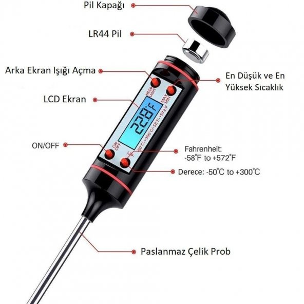 Dijital Yemek Gıda Mutfak Termometresi - 4
