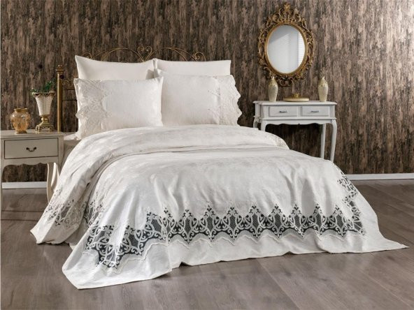 Çeyiz Diyarı Stella Çift Kişilik Pike Takımı Krem