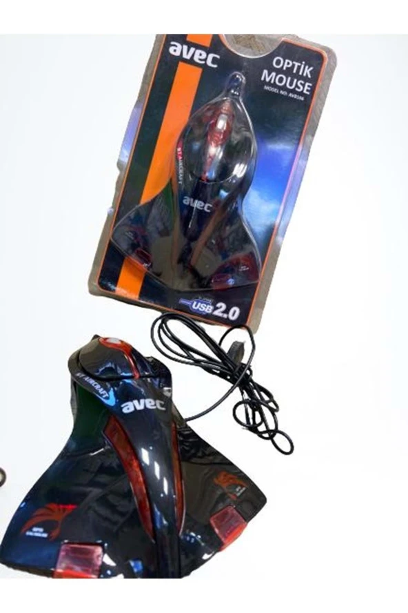 Mouse Optik 2.0 USB 800 DPI Siyah Kablolu Mavi Işıklı Mouse Avec AV8166 - 3