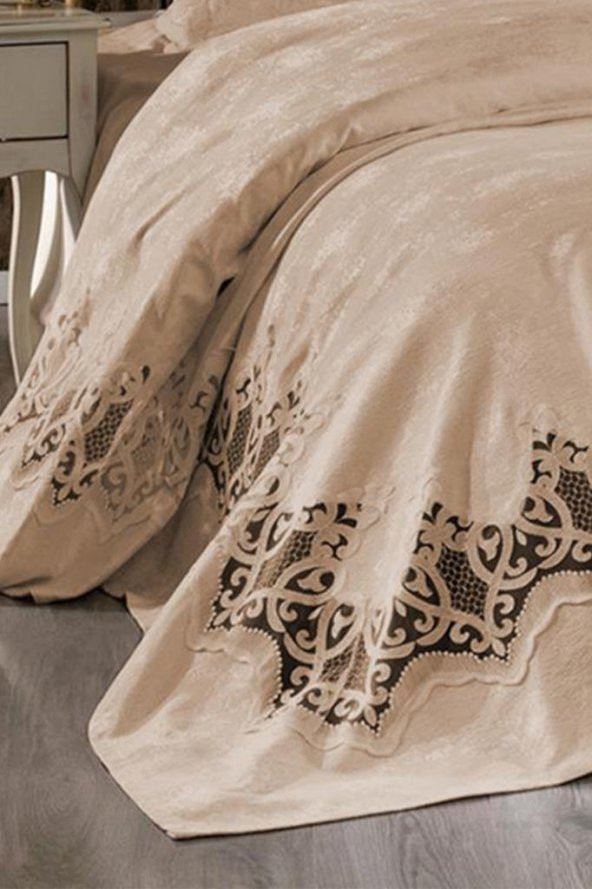 Çeyiz Diyarı Stella Çift Kişilik Pike Takımı Bej - Resim 6