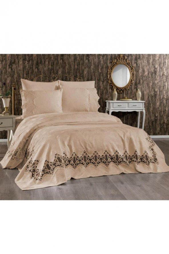 Çeyiz Diyarı Stella Çift Kişilik Pike Takımı Bej - Resim 7