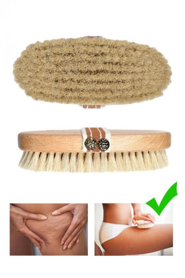 Wmoloxs 3lü Set Doğal At Kılı Fırçası + At Kılı Yüz Fırçası + Ahşap Selülit Vücut Masaj Aleti - 3