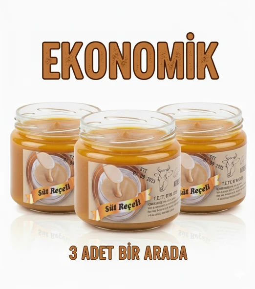 Süt Reçeli 3lü set, Üç Adet Doğal çiftlik sütünden katkısız, aracısız. - Resim 3