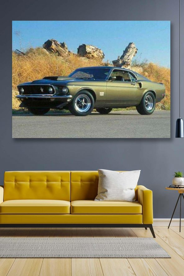Ford Mustang Boss 429 Haki  - 105850 -  Dekoratif Duvar Kanvas Tablo
