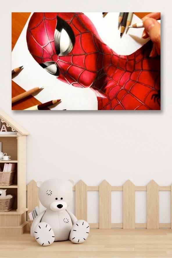 Spiderman (Örümcek Adam) Çizim  - 107136 -  Dekoratif Duvar Kanvas Tablo