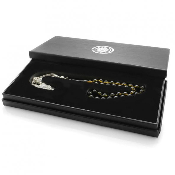 Nipora Kararmaz Metal Mecidiye Püsküllü İstanbul Kesim Süzme Sarı-Siyah Ateş Kehribar Tesbih - 3